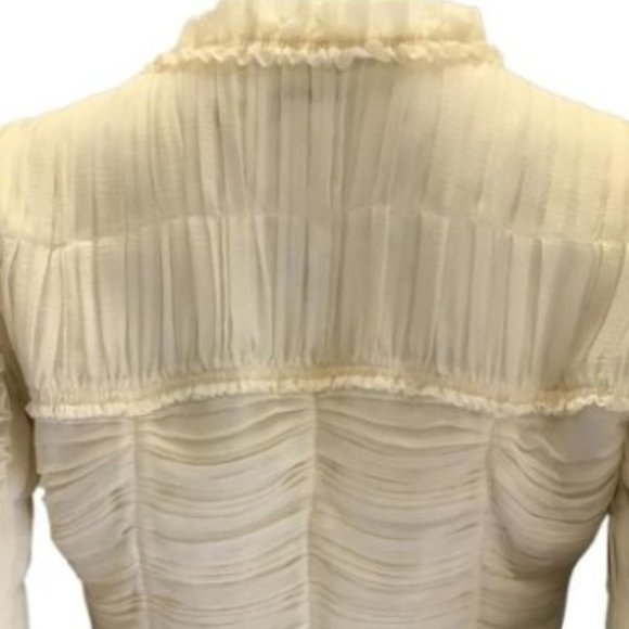 Chanel vintage 2006 ivory / Black Bow Detail Ruched Silk Chiffon Top / Jacket - Picture 8 of 15
